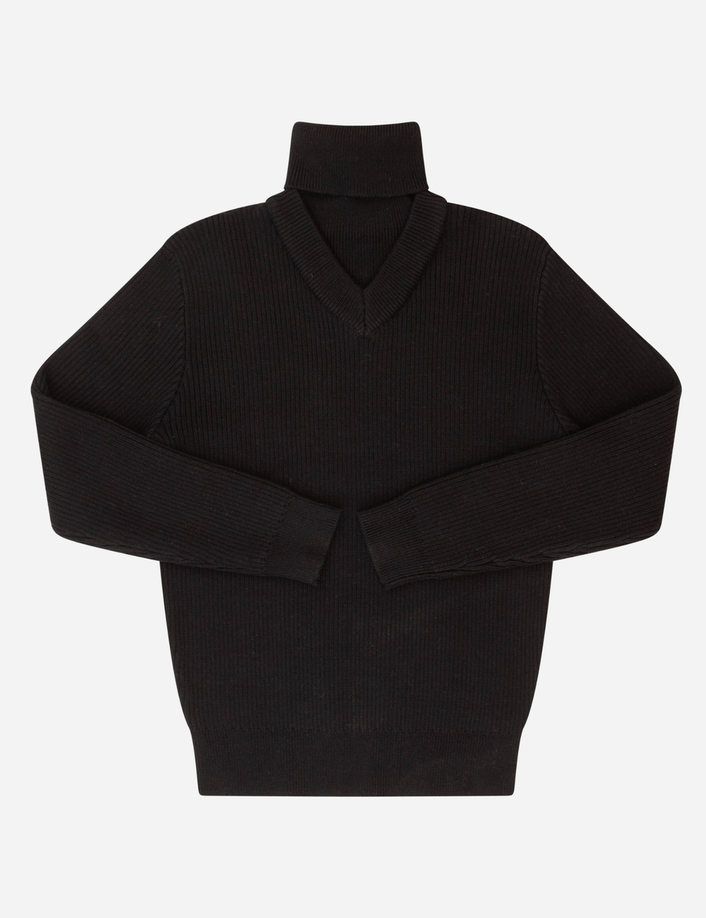 Rib Turtleneck Sweater - Black