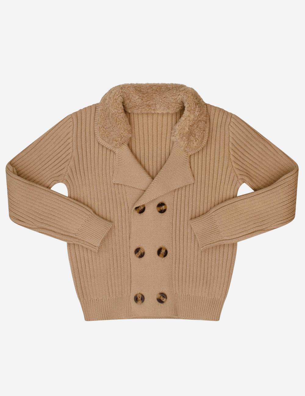 Shearling Collar Sweater - Tan
