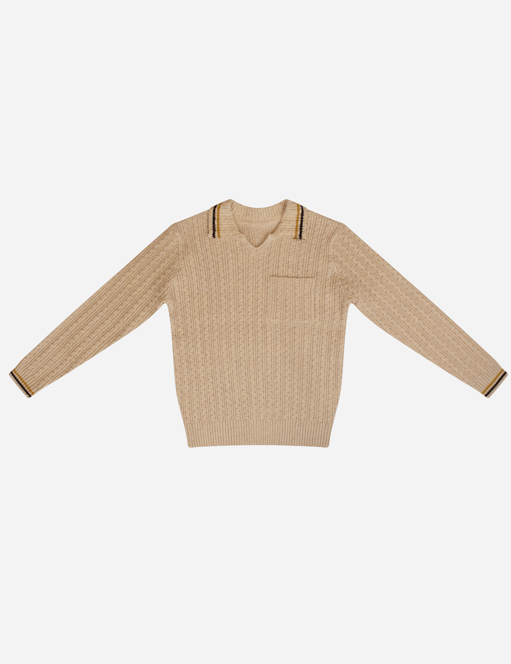 Stripe Collar Sweater - Natural