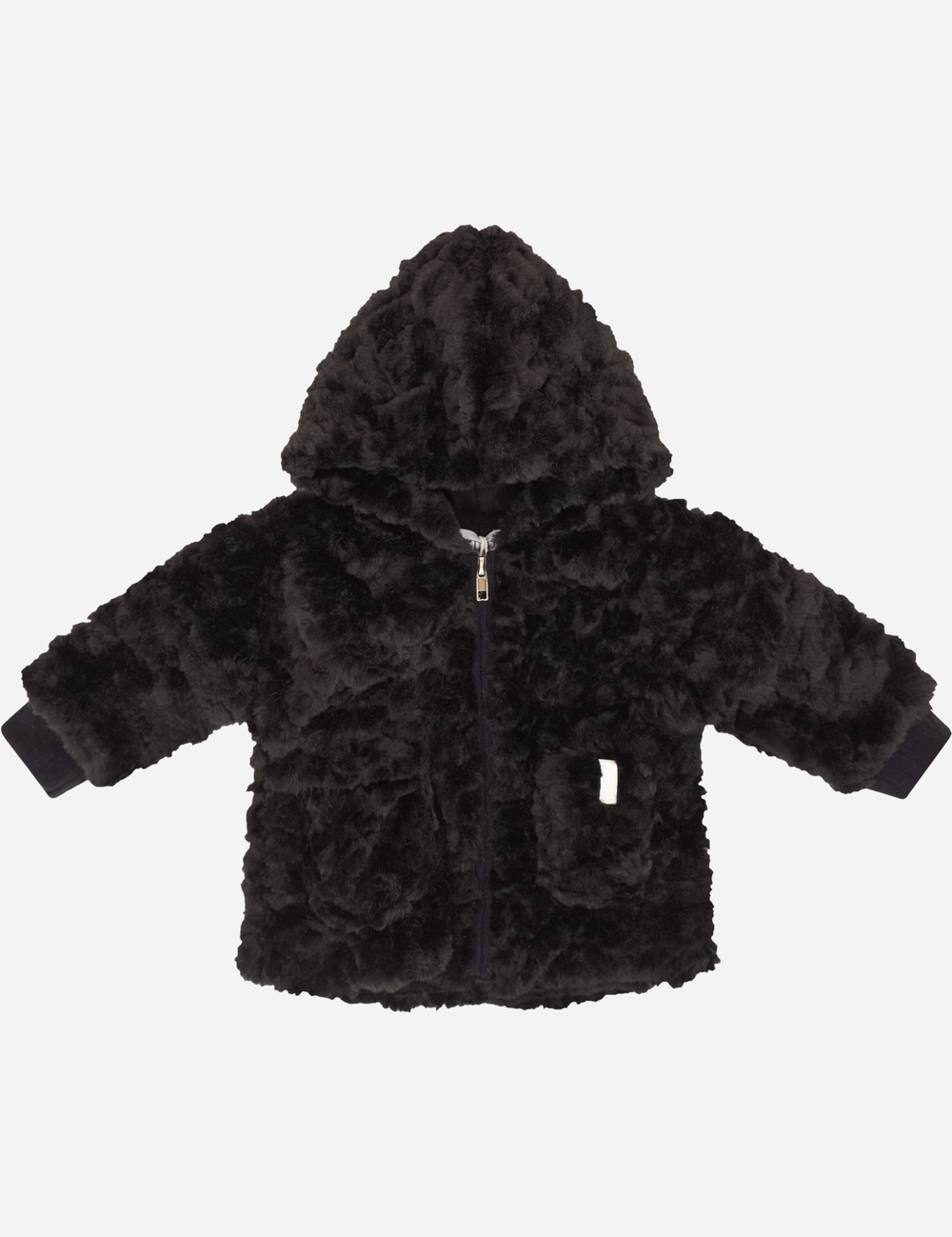 Textured Fur Jacket - Black