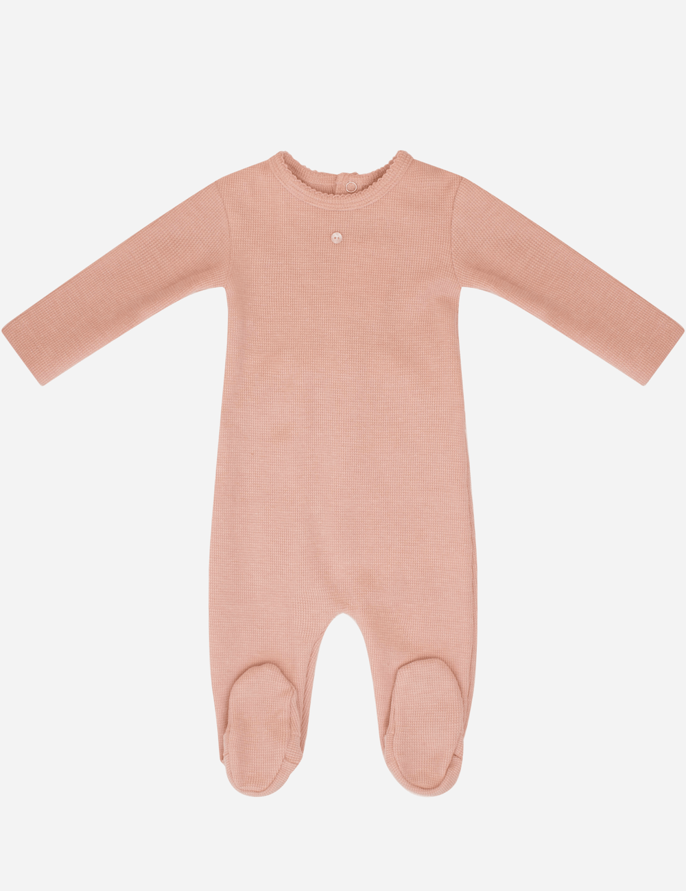 Waffle Scallop Romper - Pink