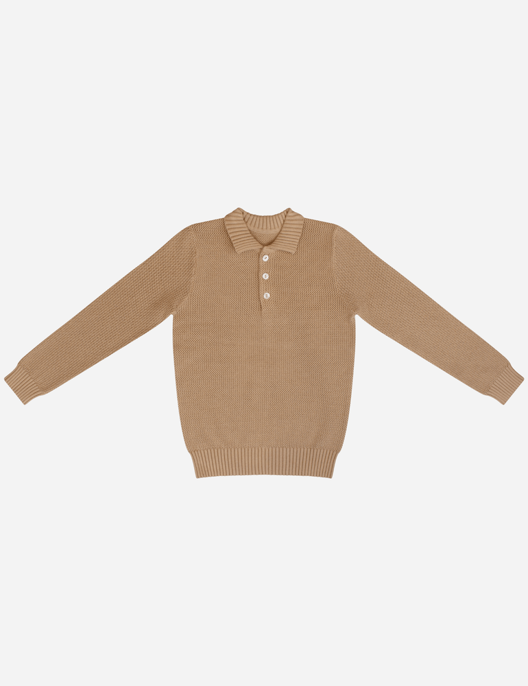 
                  
                    Polo Knit Sweater - Tan
                  
                