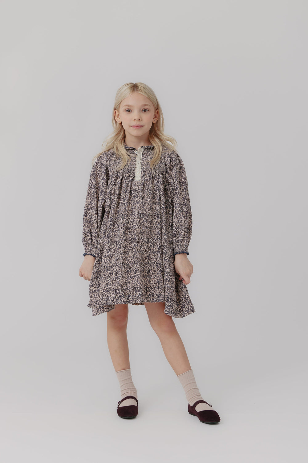 Smocked Crinkle Dress - Blue