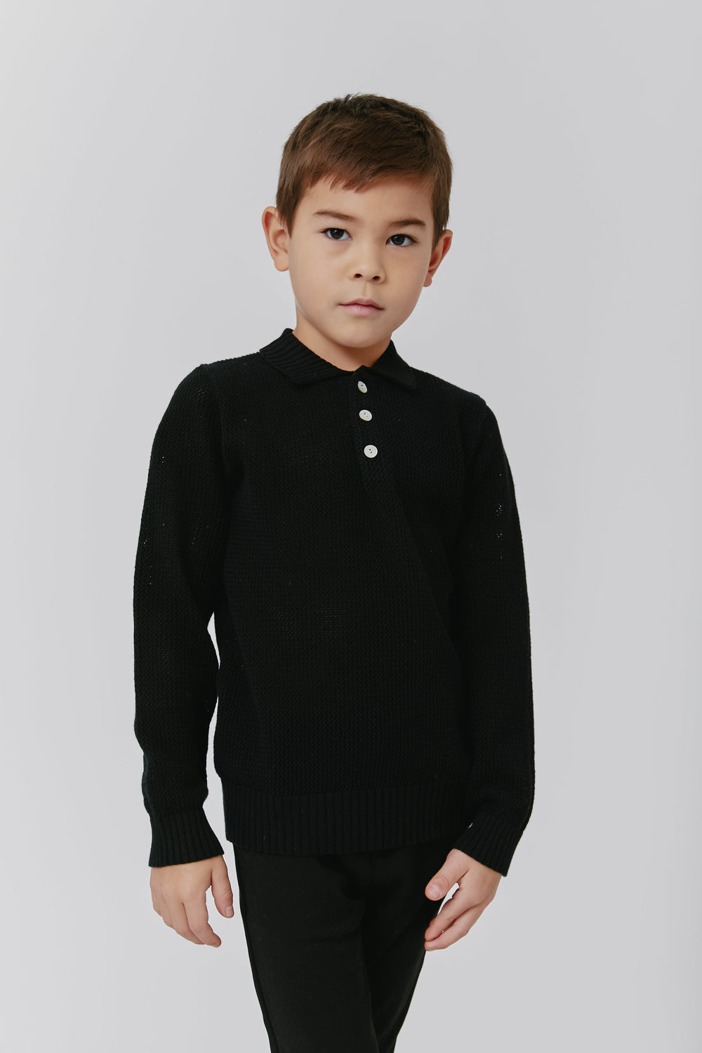 Polo Knit Sweater - Black