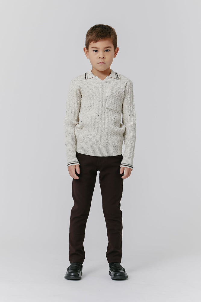 
                  
                    Stripe Collar Sweater - Speckled Oatmeal
                  
                