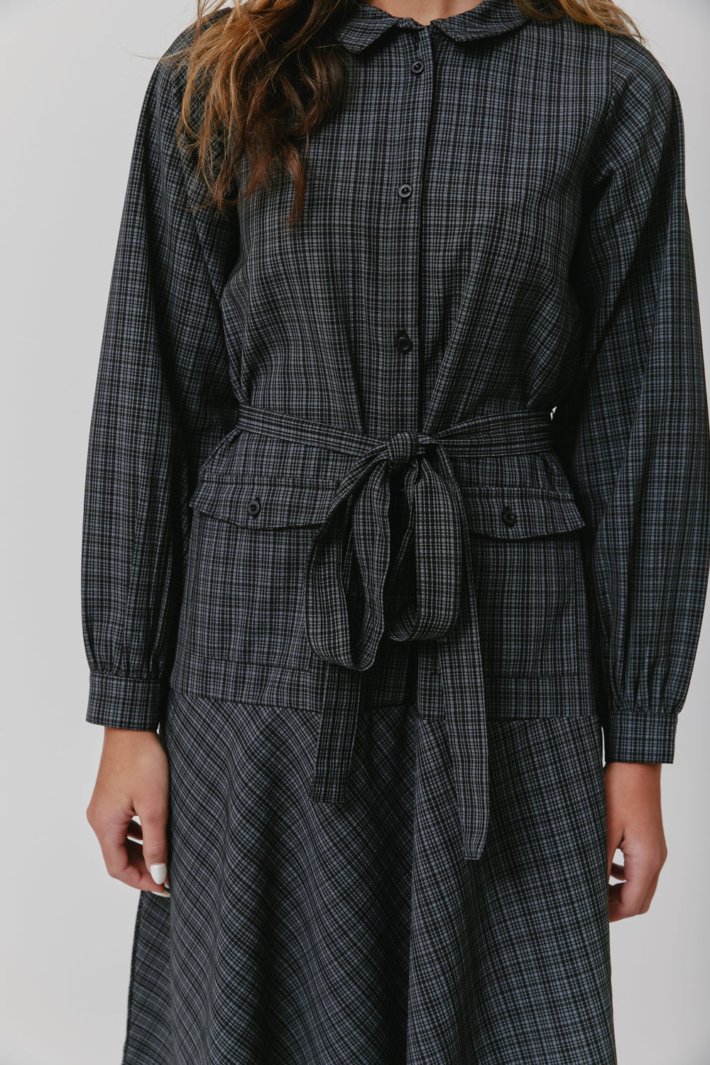 Micro Plaid Dress - Black