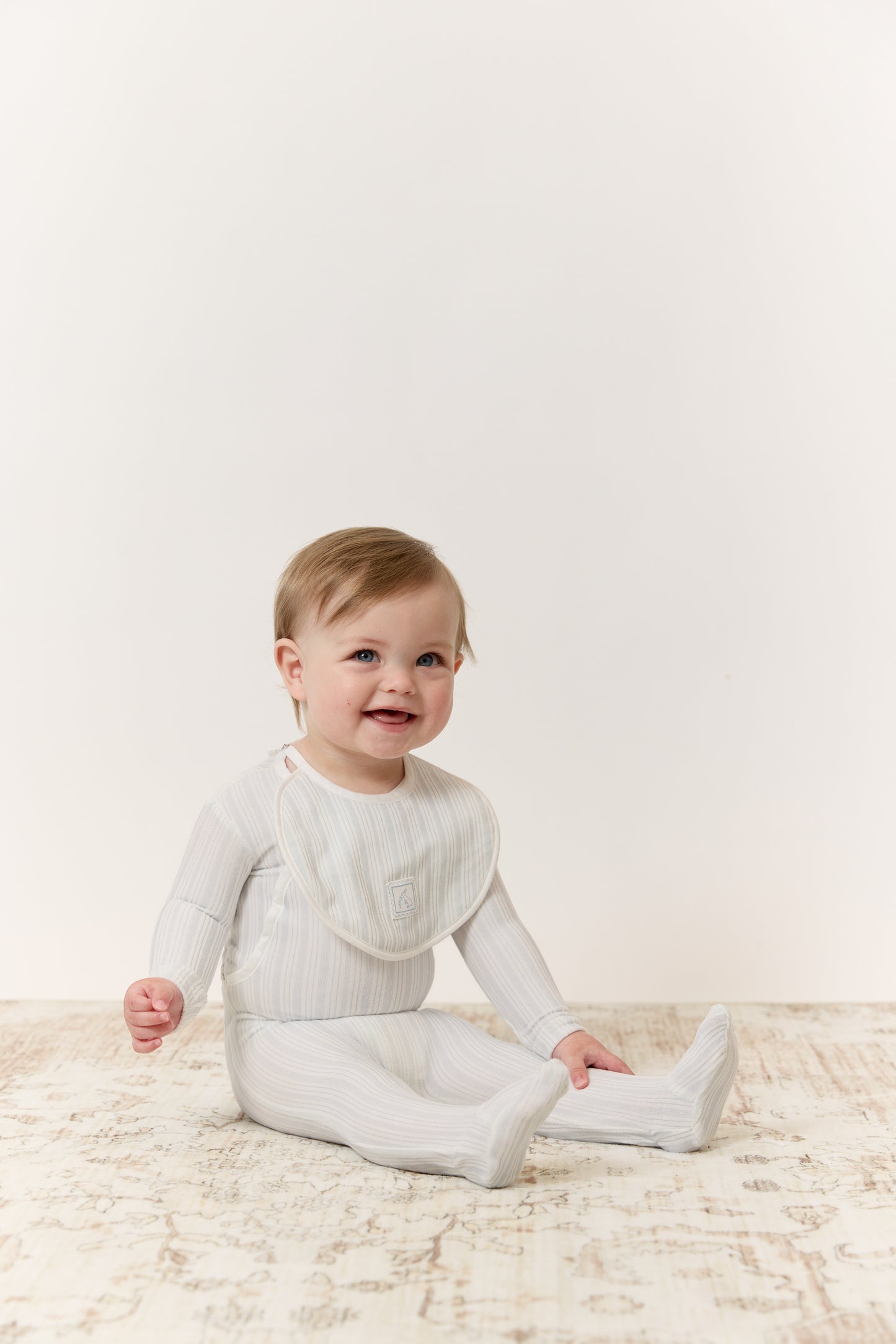 Stripe Stamp Footie - Blue