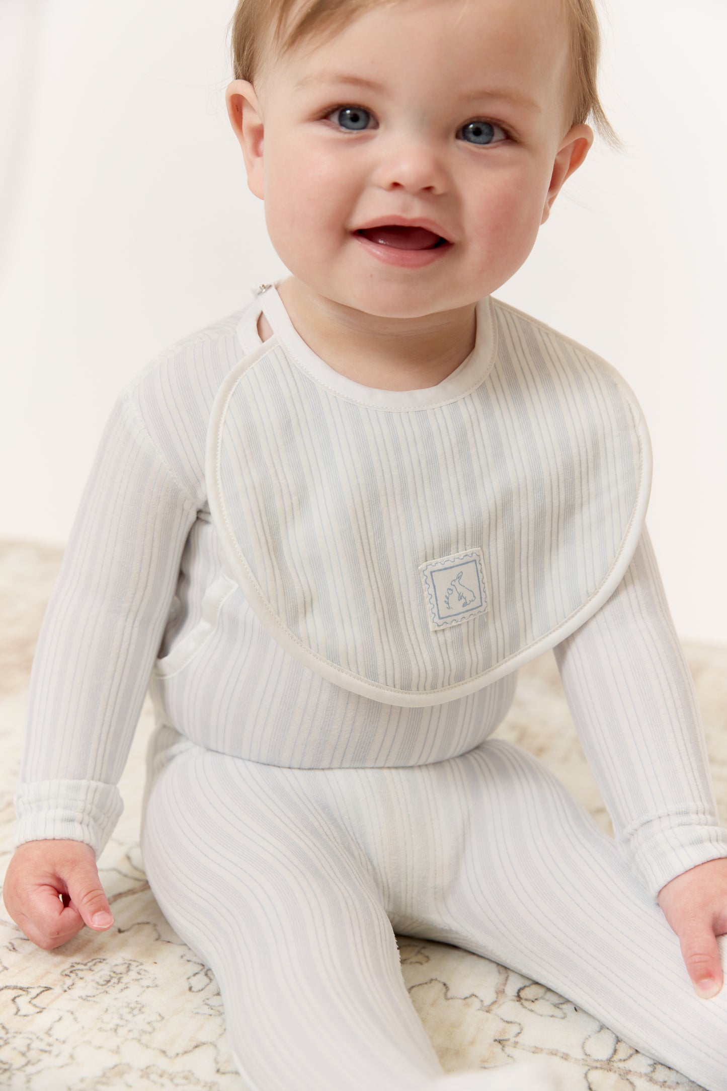 Stripe Stamp Bib - Blue