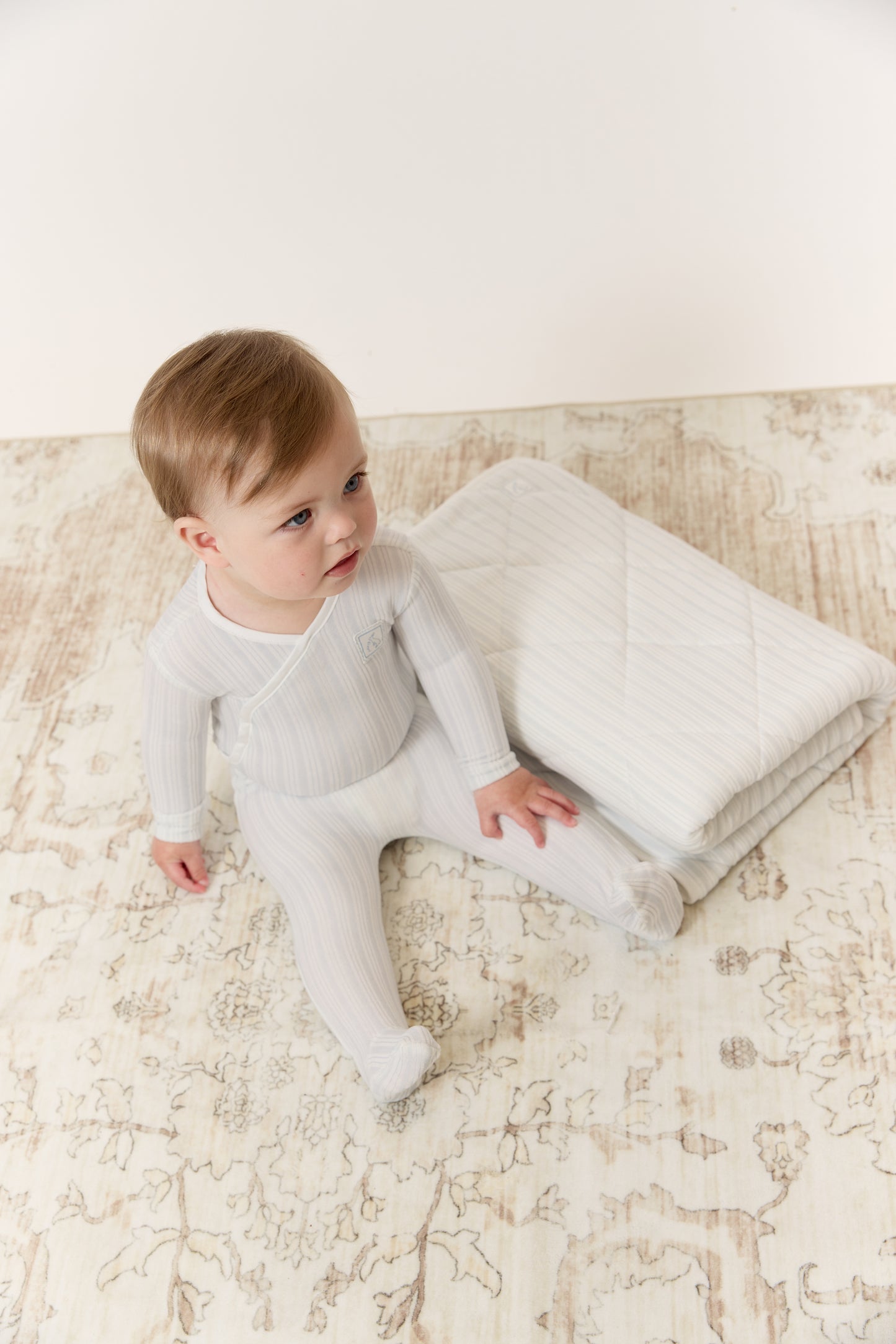 Stripe Stamp Footie - Blue