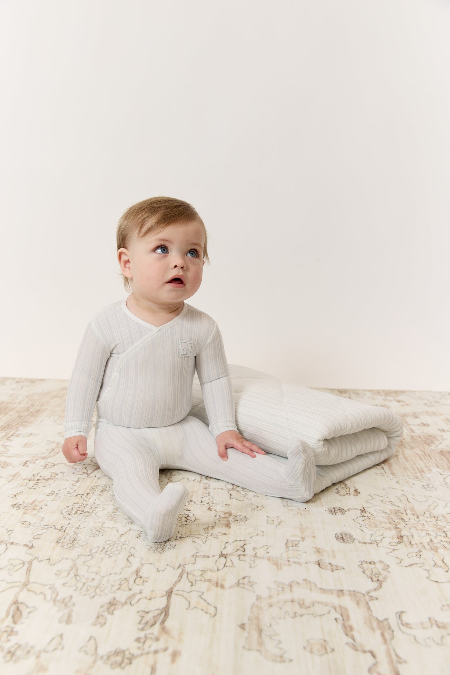 Stripe Stamp Footie - Blue