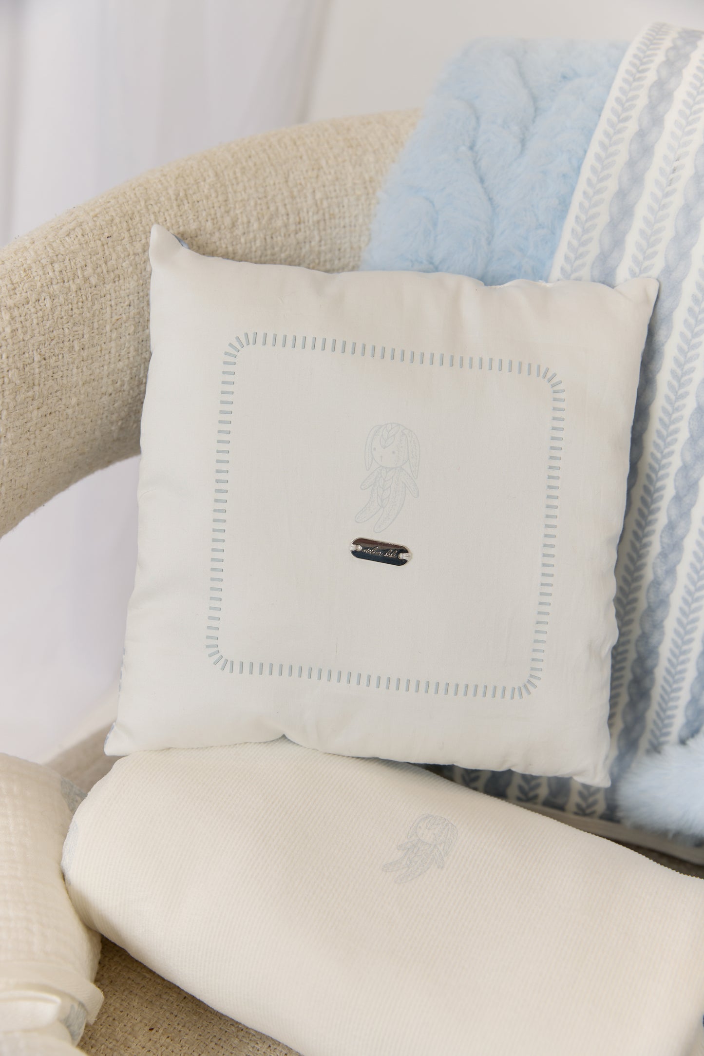 Atelier Cable Throw Pillow - Blue