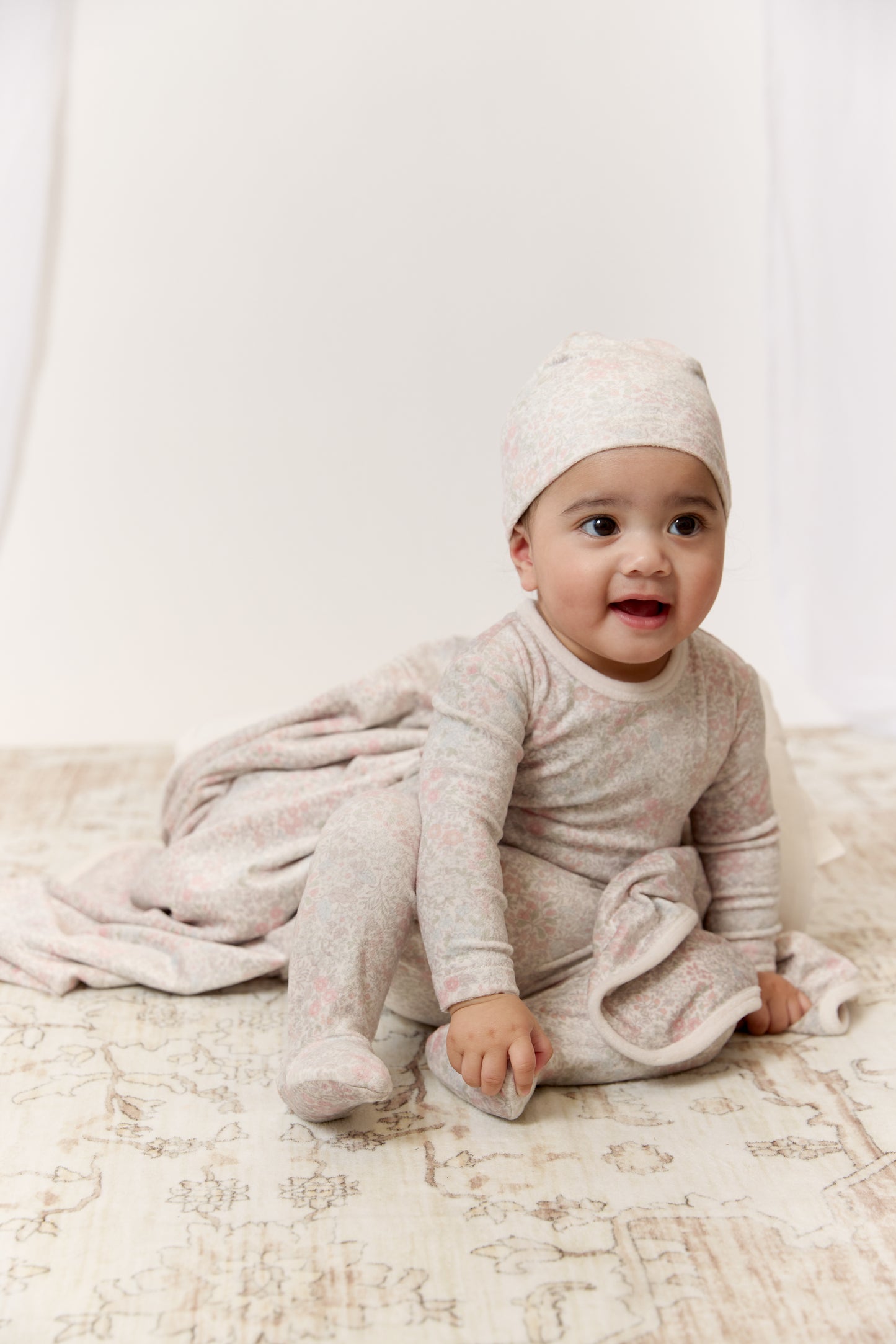 Petite Petal Footie, Hat & Blanket Set - Pink