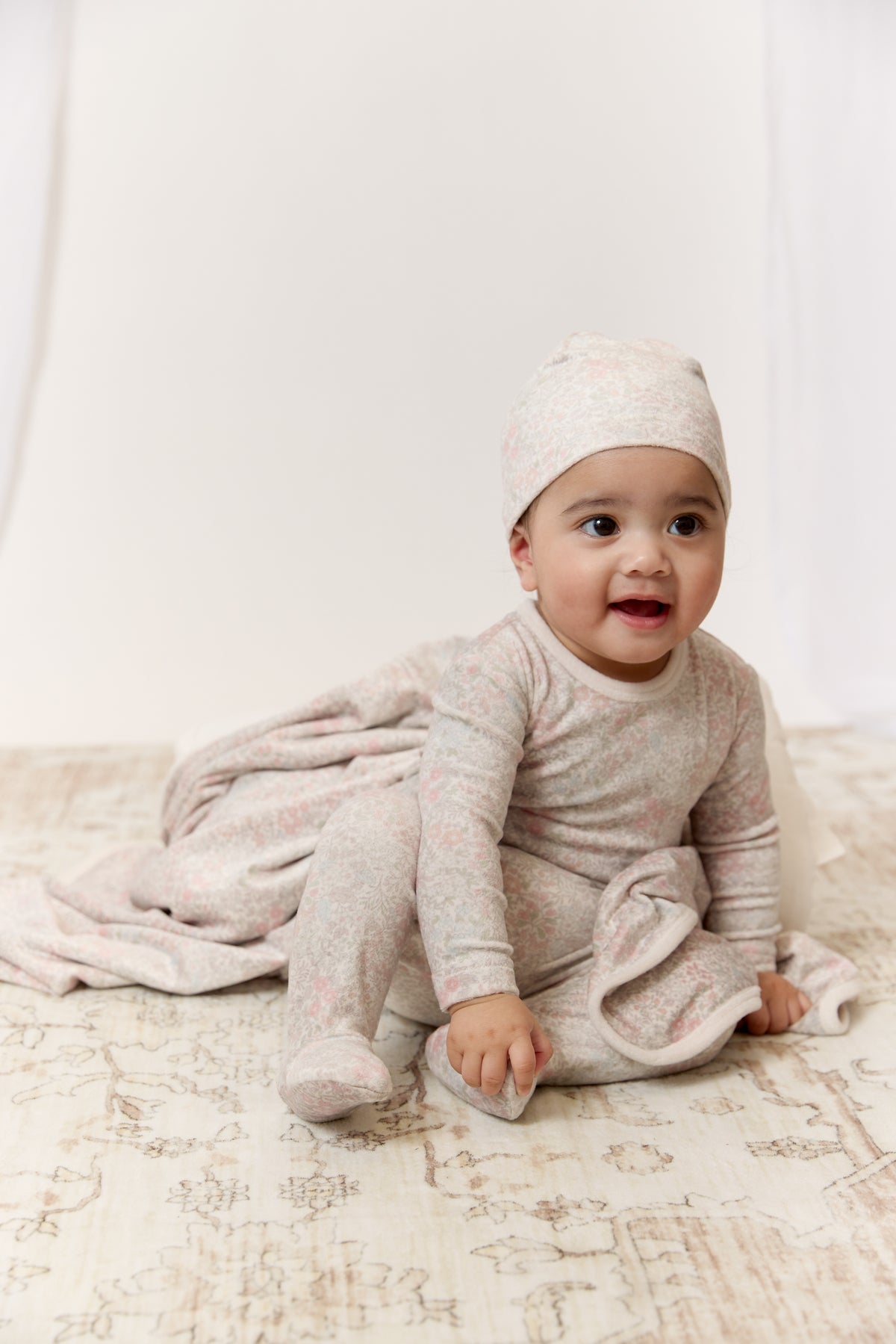 Petite Petal Footie, Hat & Blanket Set - Pink