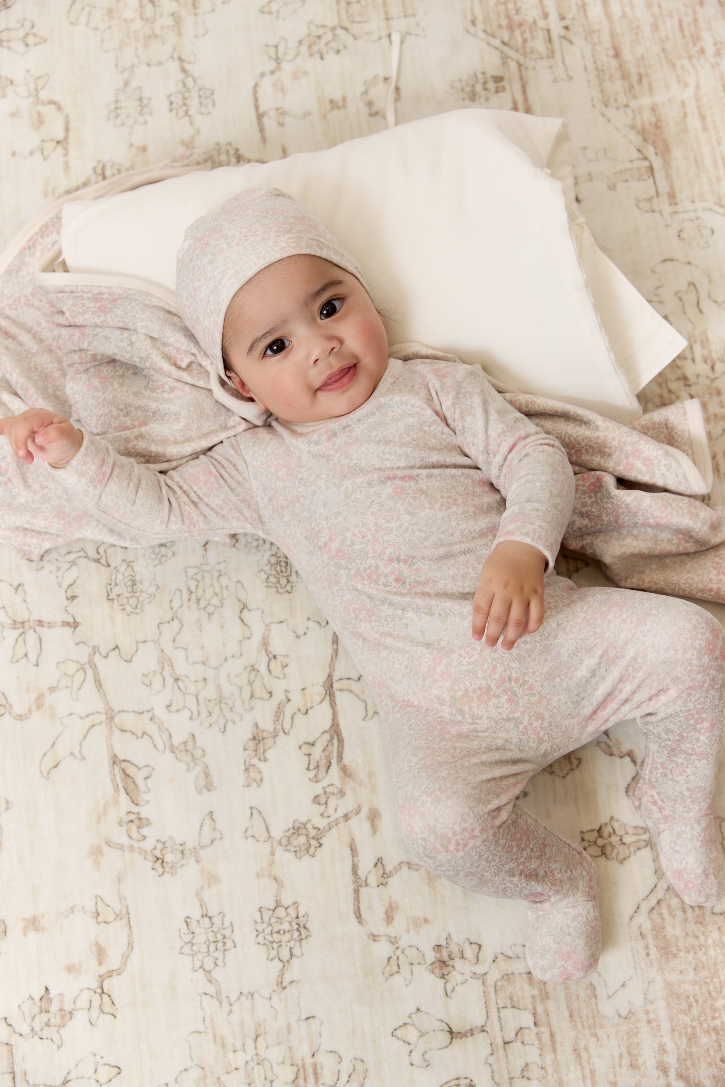 Petite Petal Footie, Hat & Blanket Set - Pink