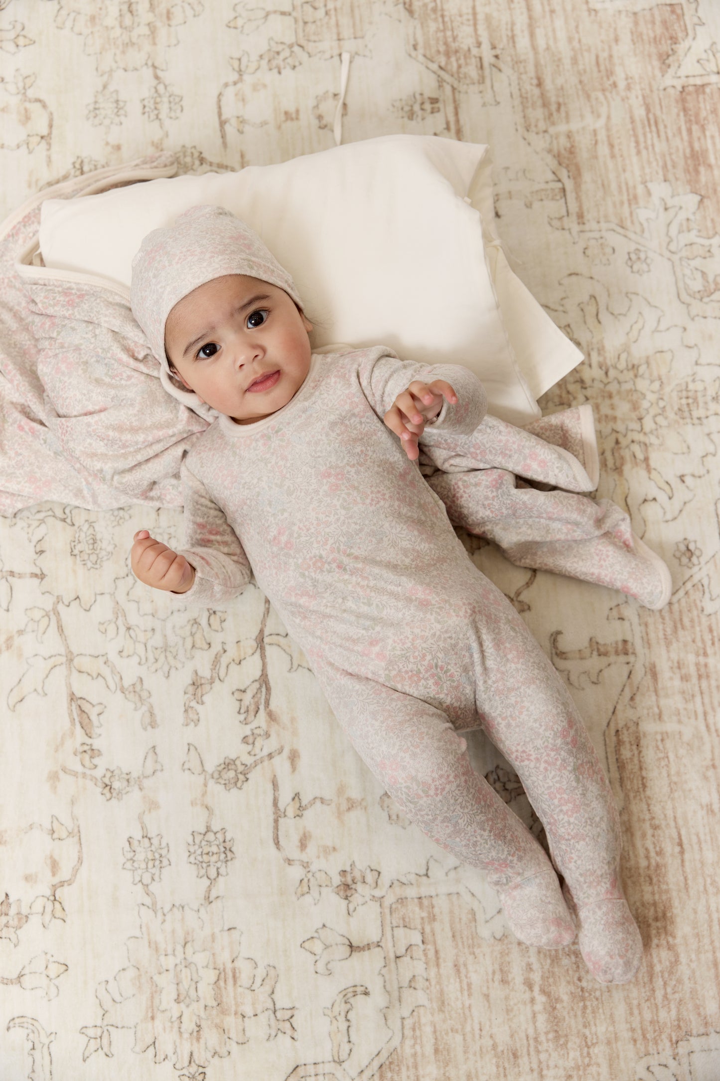 Petite Petal Footie & Hat Set - Pink
