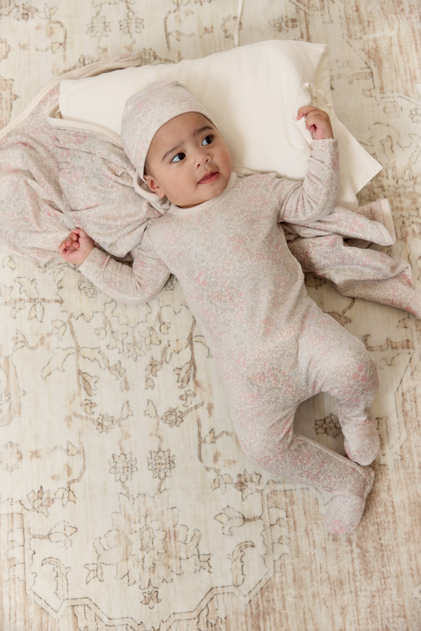 Petite Petal Footie & Hat Set - Pink