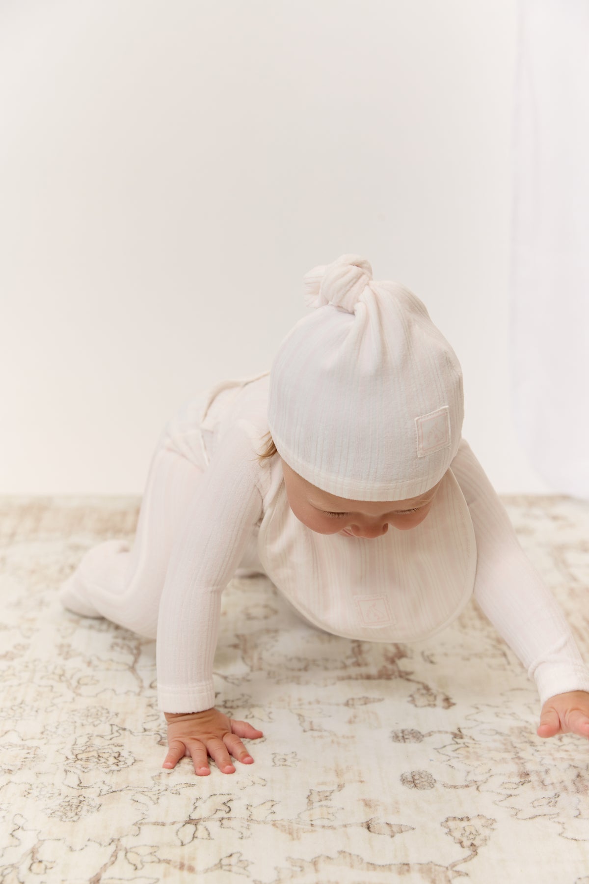 Stripe Stamp Footie, Hat & Blanket Set - Pink