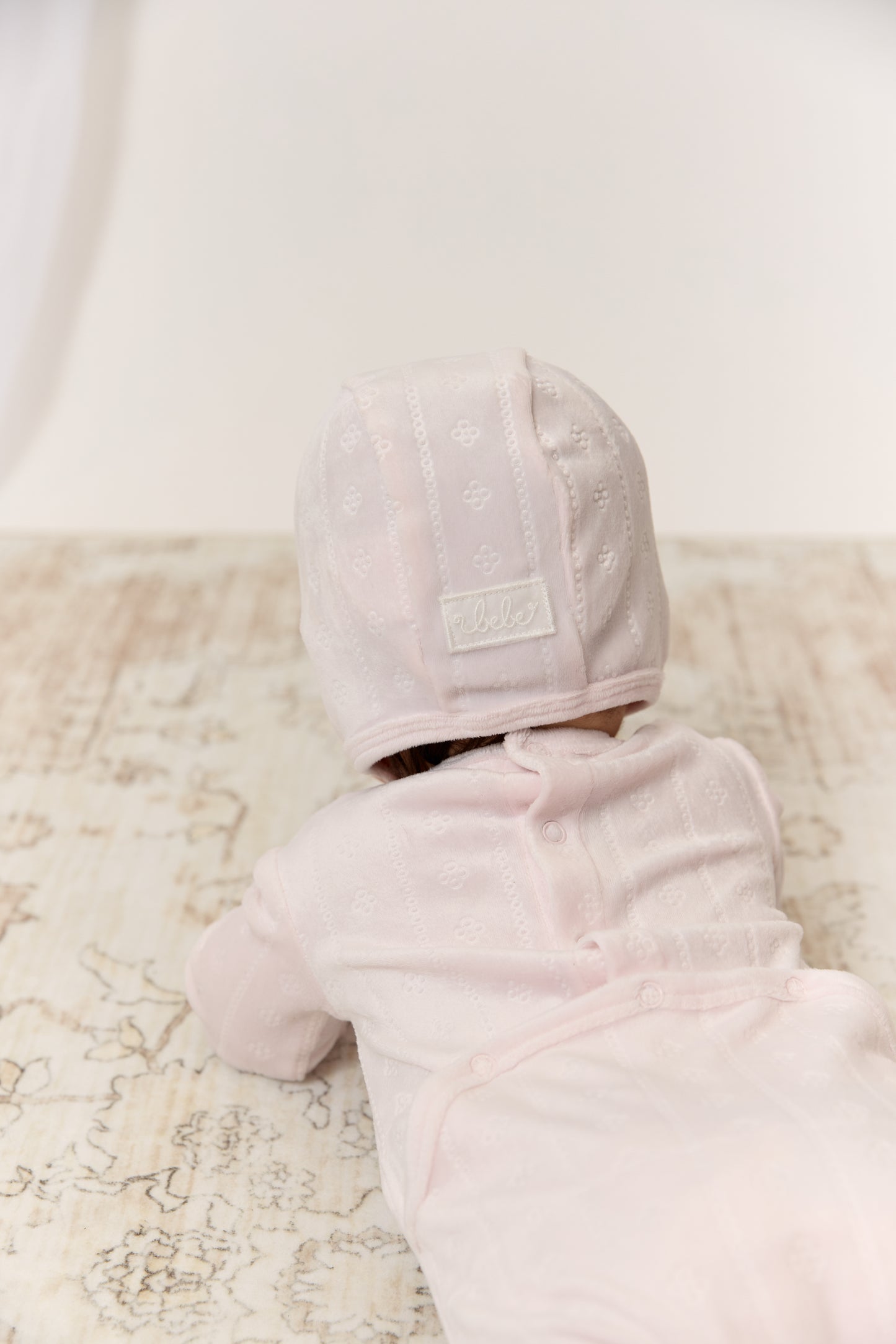 Bebe Pointelle Footie & Hat Set - Pink