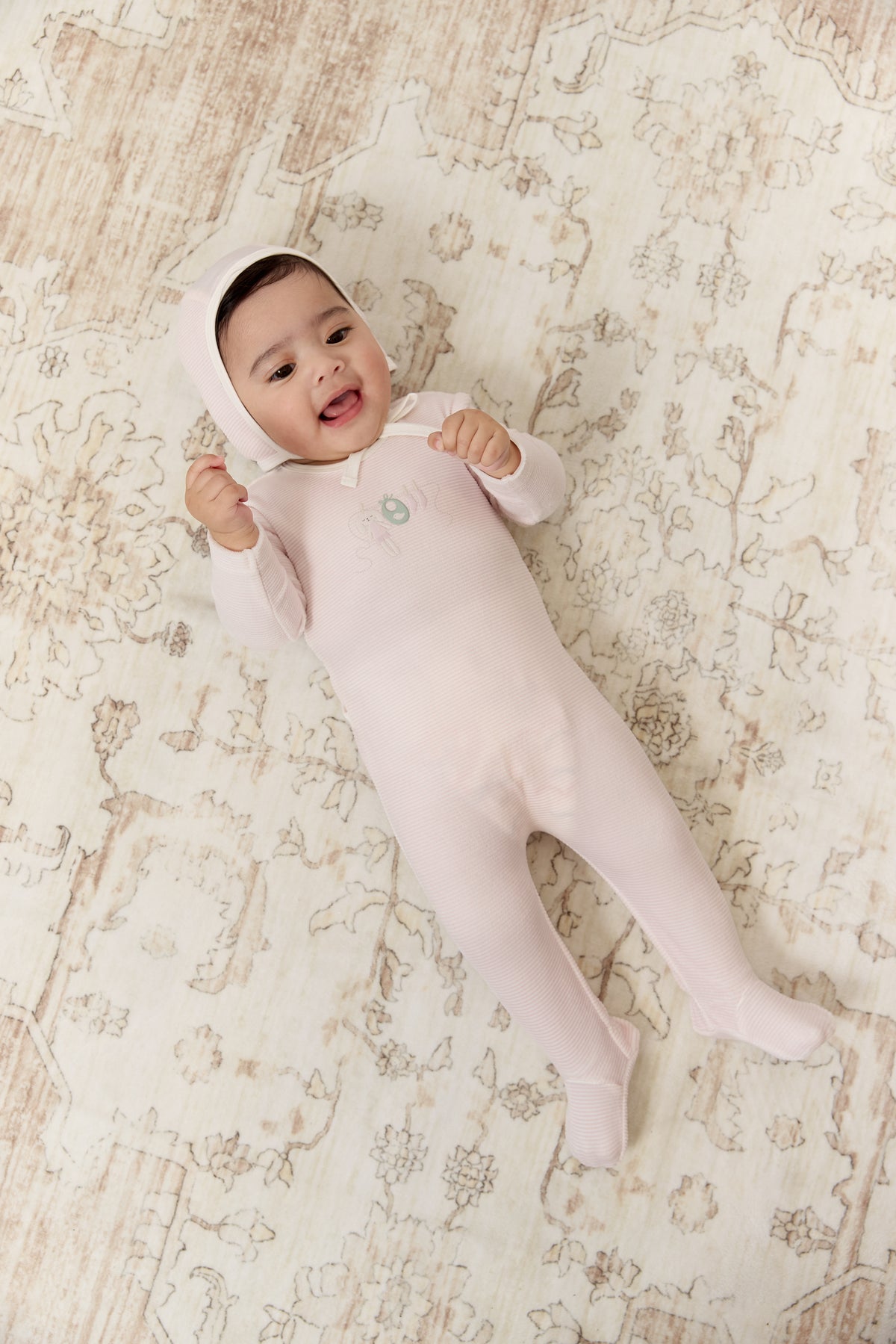 Bunny Stripe Footie - Pink