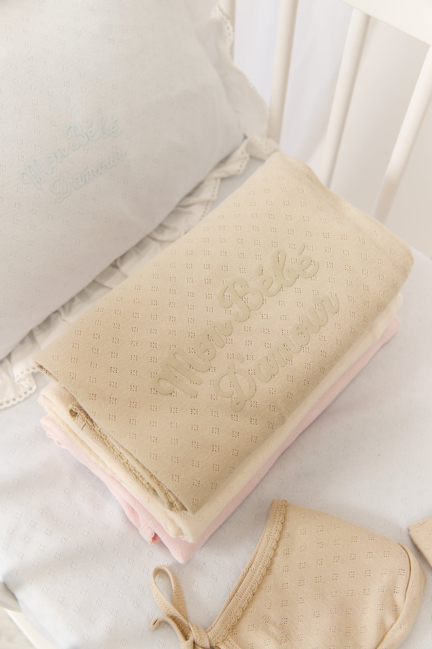 Mon Bebe Footie, Hat & Blanket Set - Natural