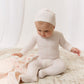 Atelier Cable Footie & Hat Set - Pink