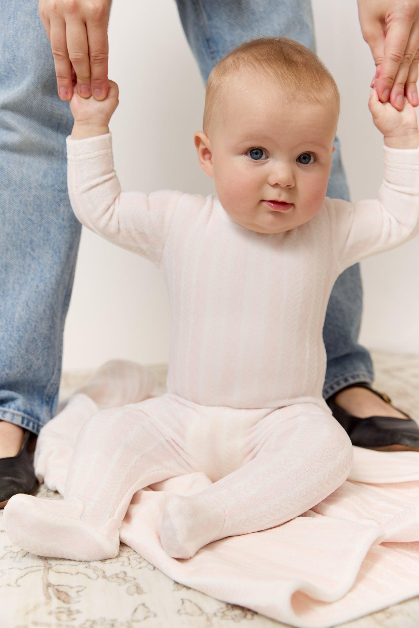 Atelier Cable Footie, Hat & Blanket Set - Pink