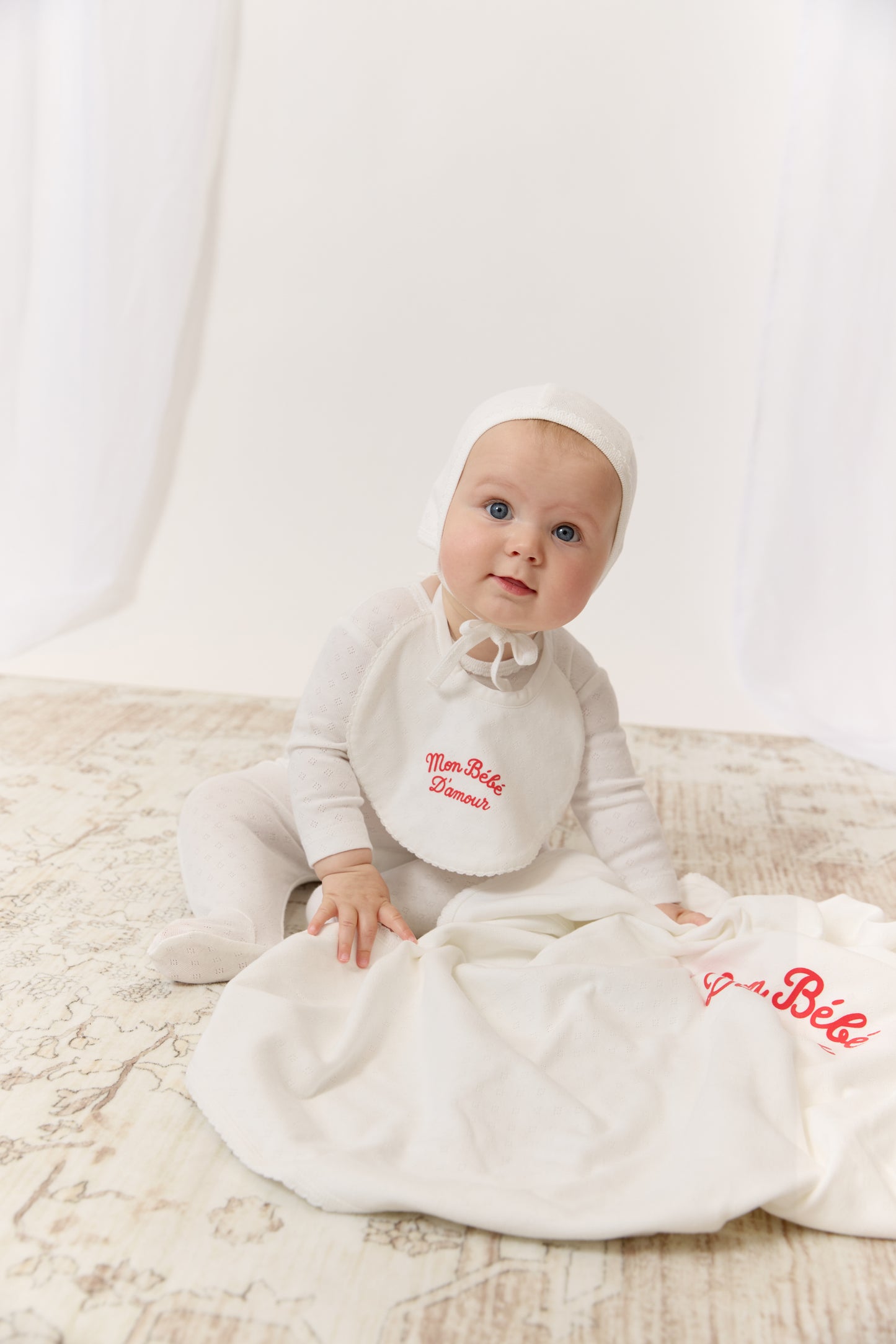 Mon Bebe Footie, Hat & Blanket Set - Red