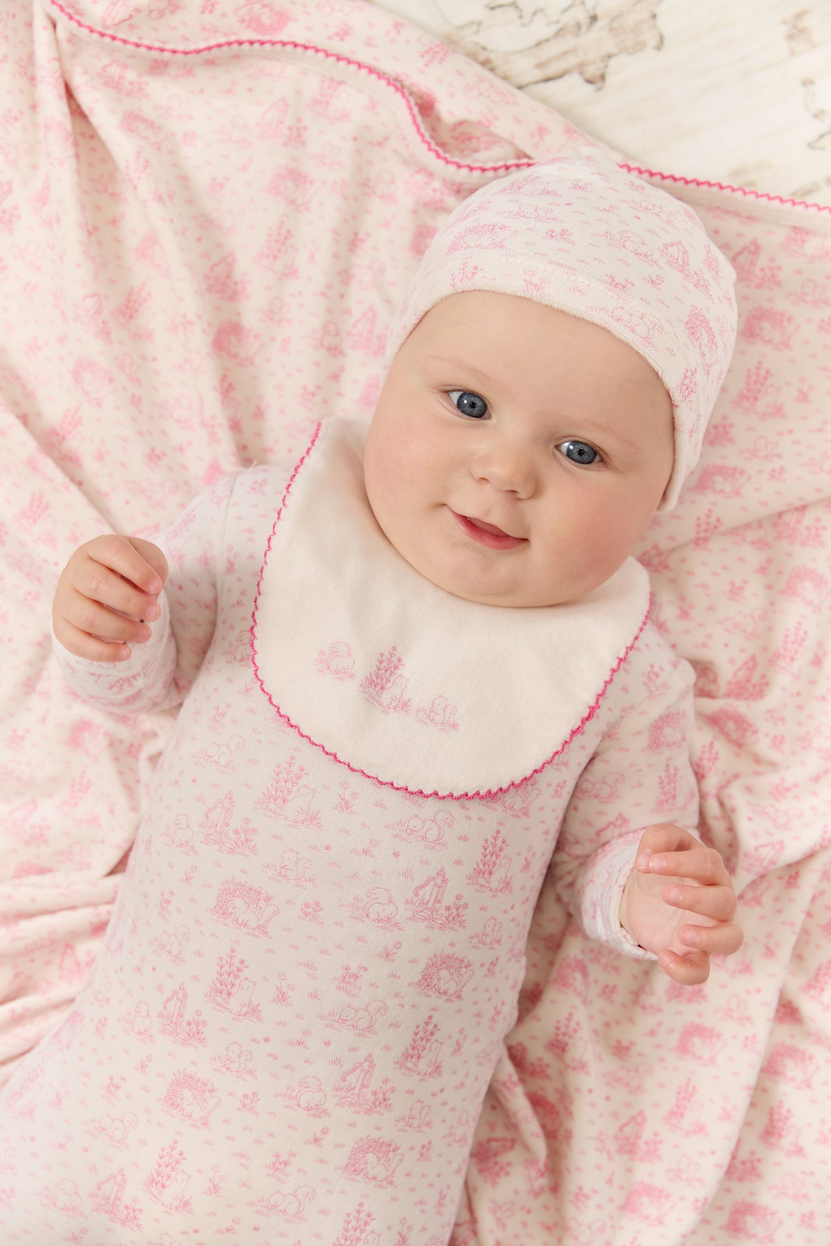 Woodland Toile Bib - Rose