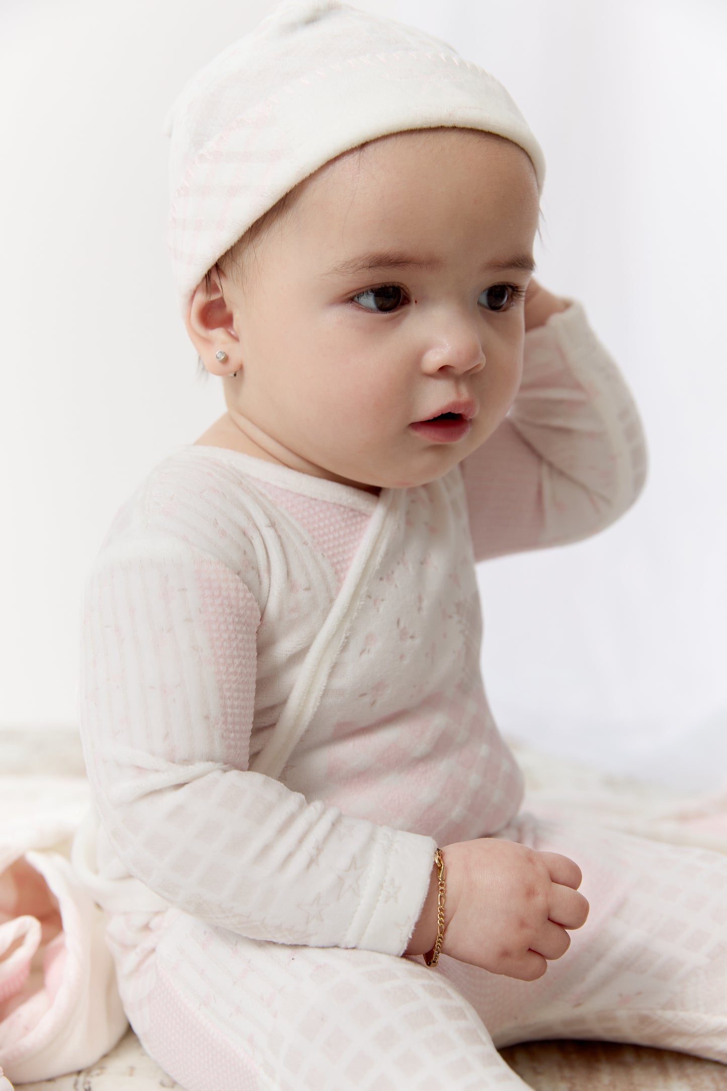 Patchwork Footie & Hat Set - Pink