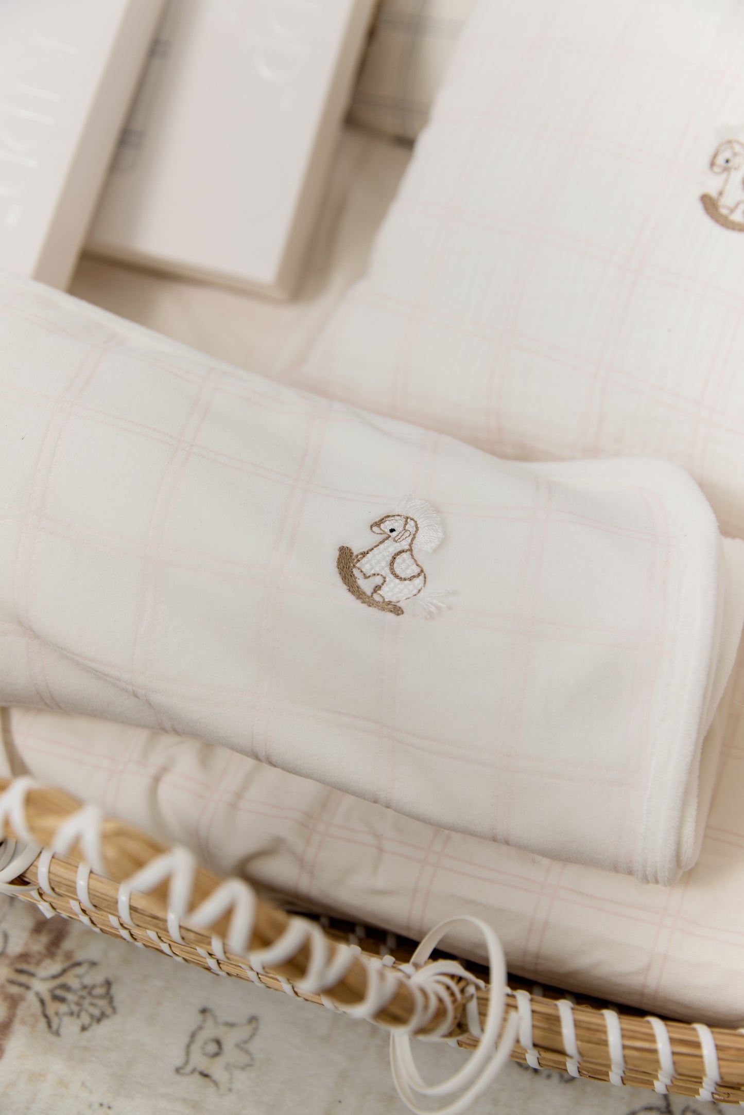 Whinny Plaid Footie, Hat & Blanket Set - Pink