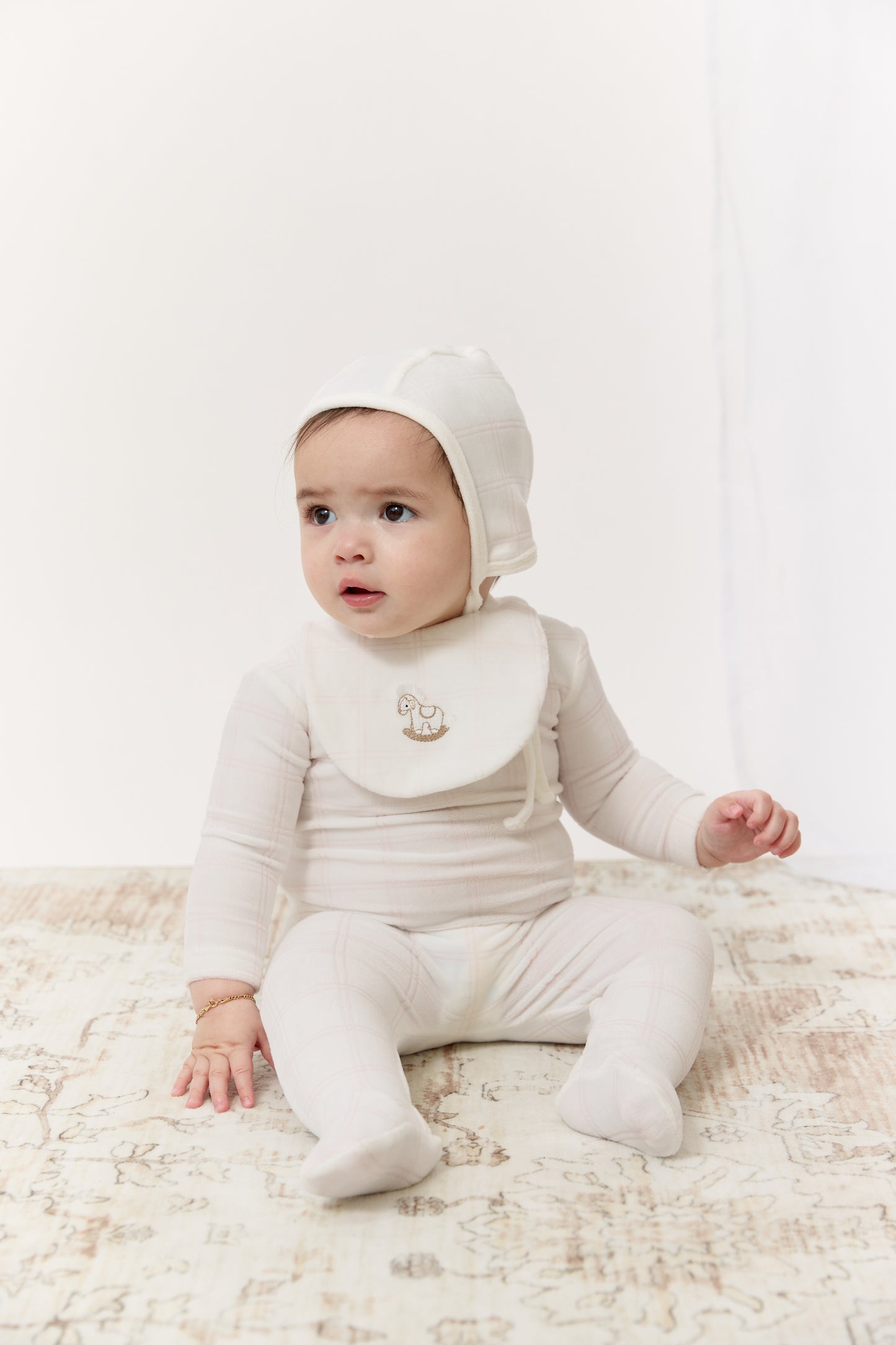 Whinny Plaid Footie & Hat Set - Pink