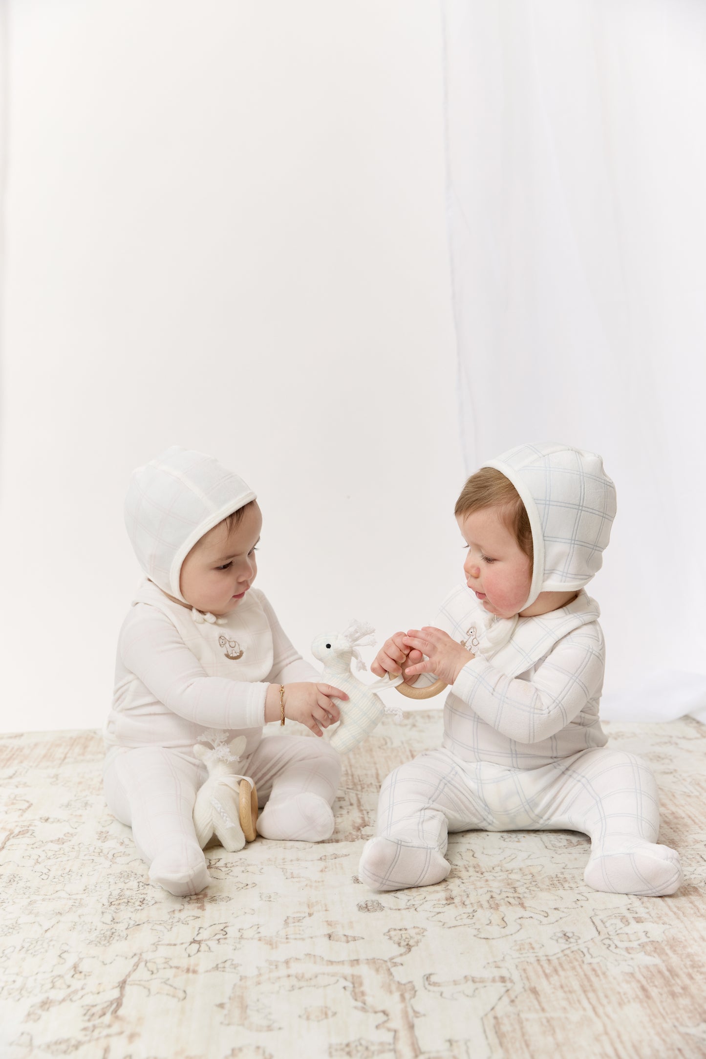 Whinny Plaid Footie & Hat Set - Pink