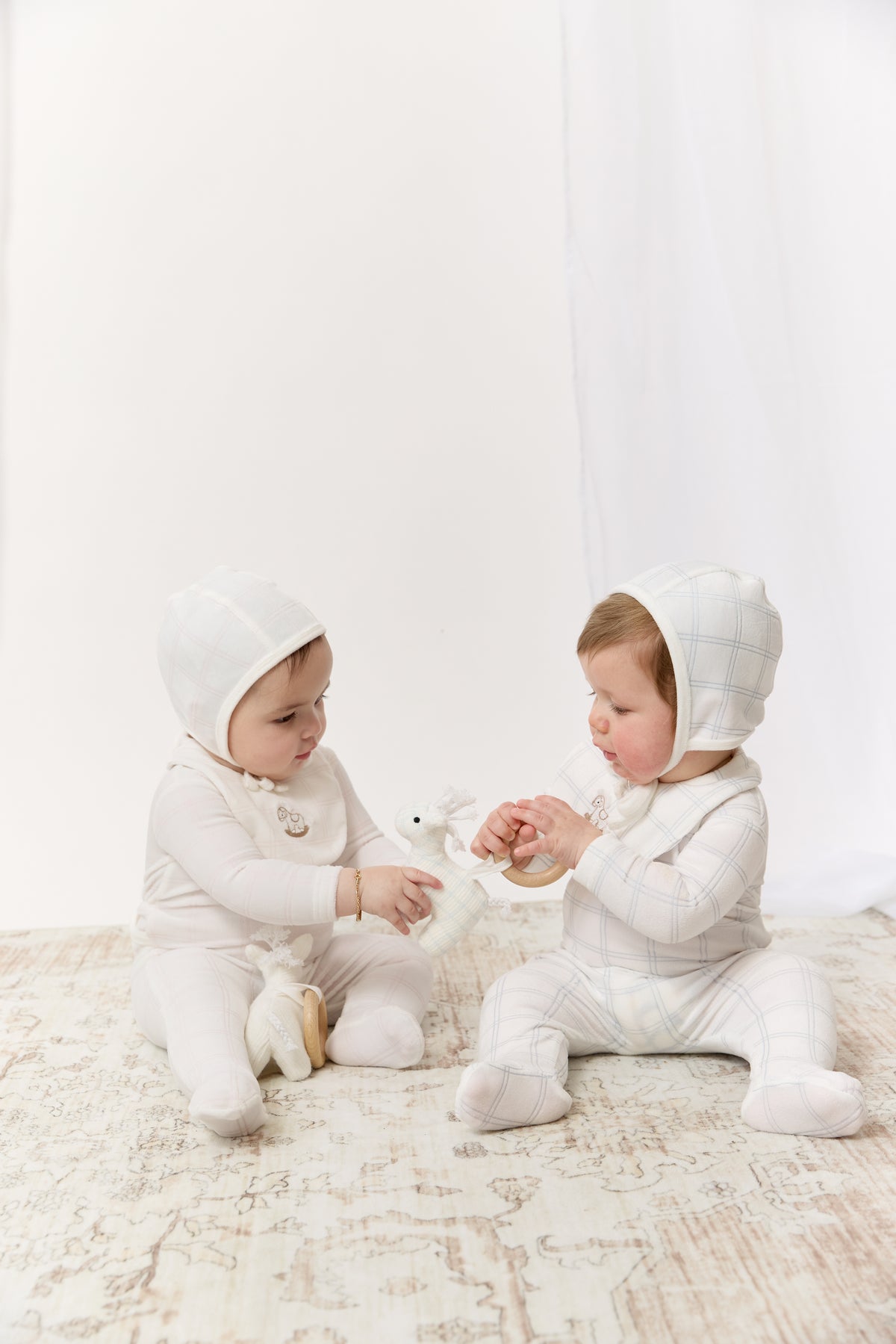Whinny Plaid Footie & Hat Set - Pink