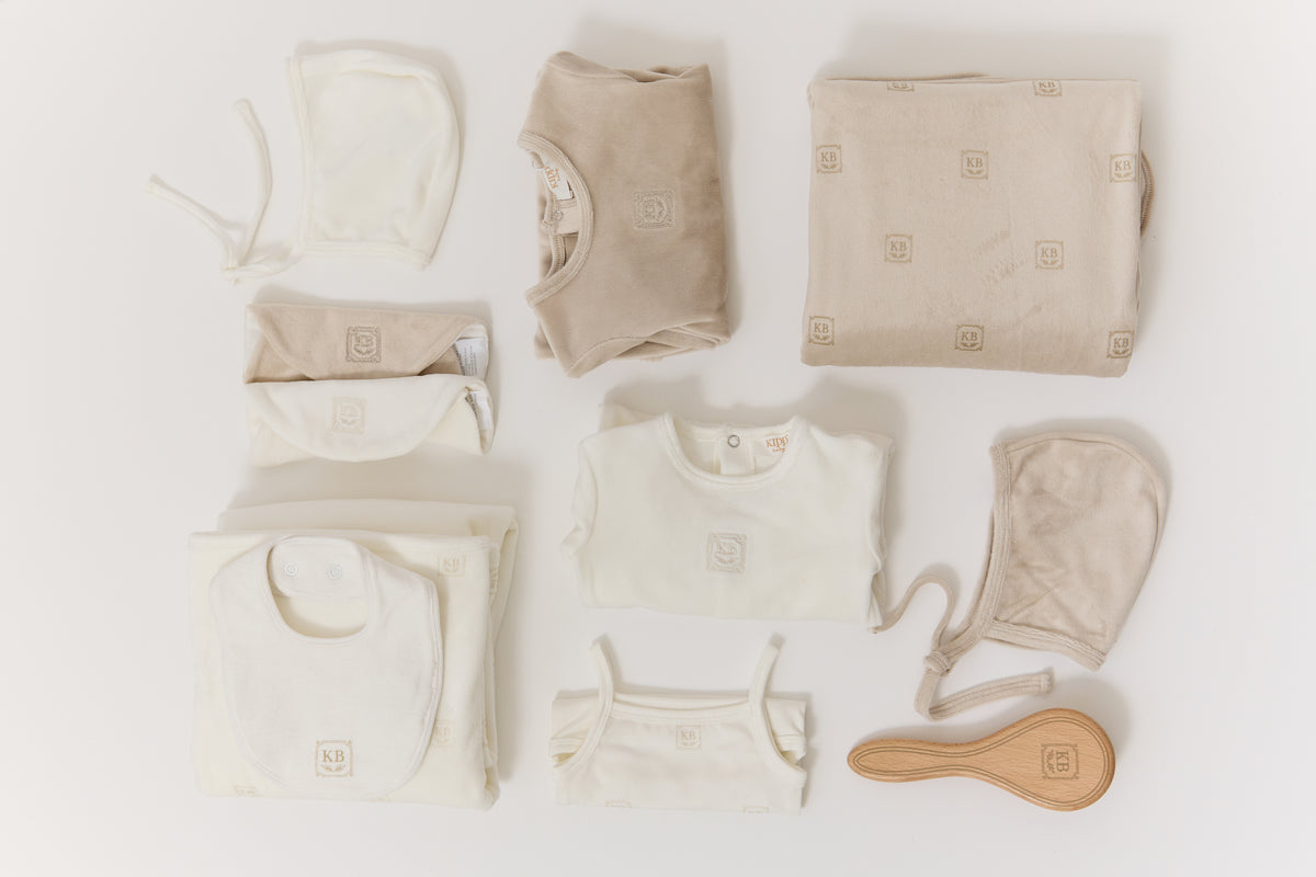 KB Logo Footie, Hat and Blanket Set - Stone