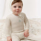 Bunny Stripe Footie - Stone