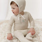 Bunny Stripe Footie & Hat Set - Stone