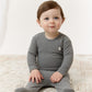 Soft Wool Footie + Hat - Grey