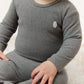 Soft Wool Footie + Hat - Grey
