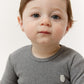 Soft Wool Footie + Hat - Grey