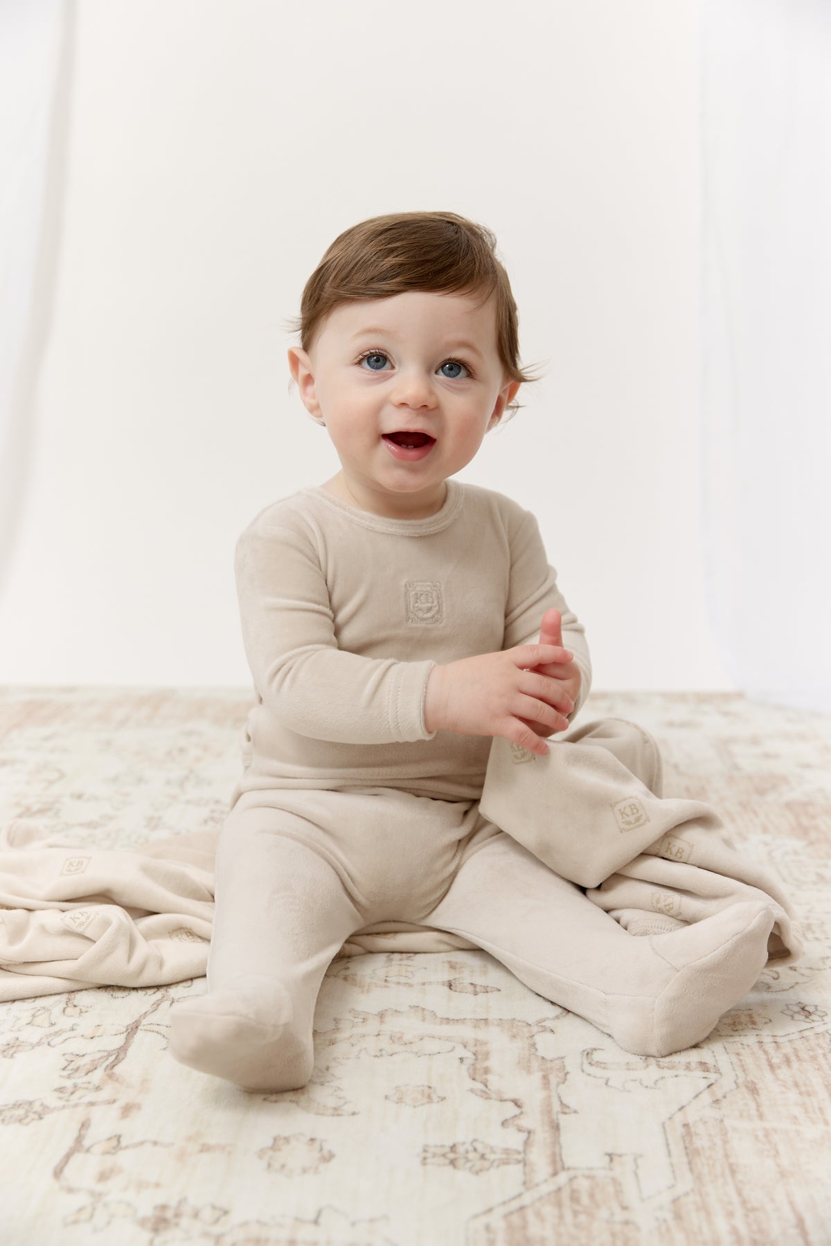 KB Logo Footie, Hat and Blanket Set - Stone