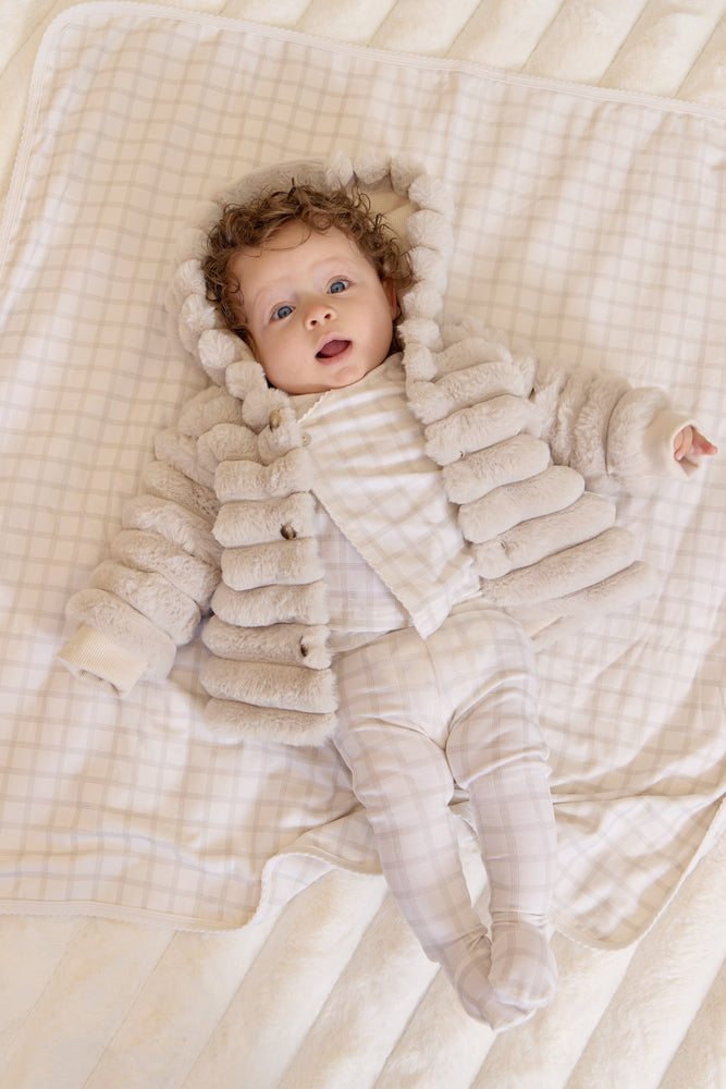 
                  
                    Luxe Fur Jacket + Hat - Stone
                  
                