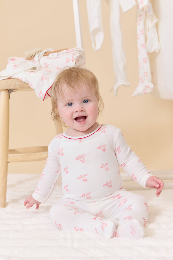 
                  
                    Flying Feathers Pattern Romper - Red
                  
                