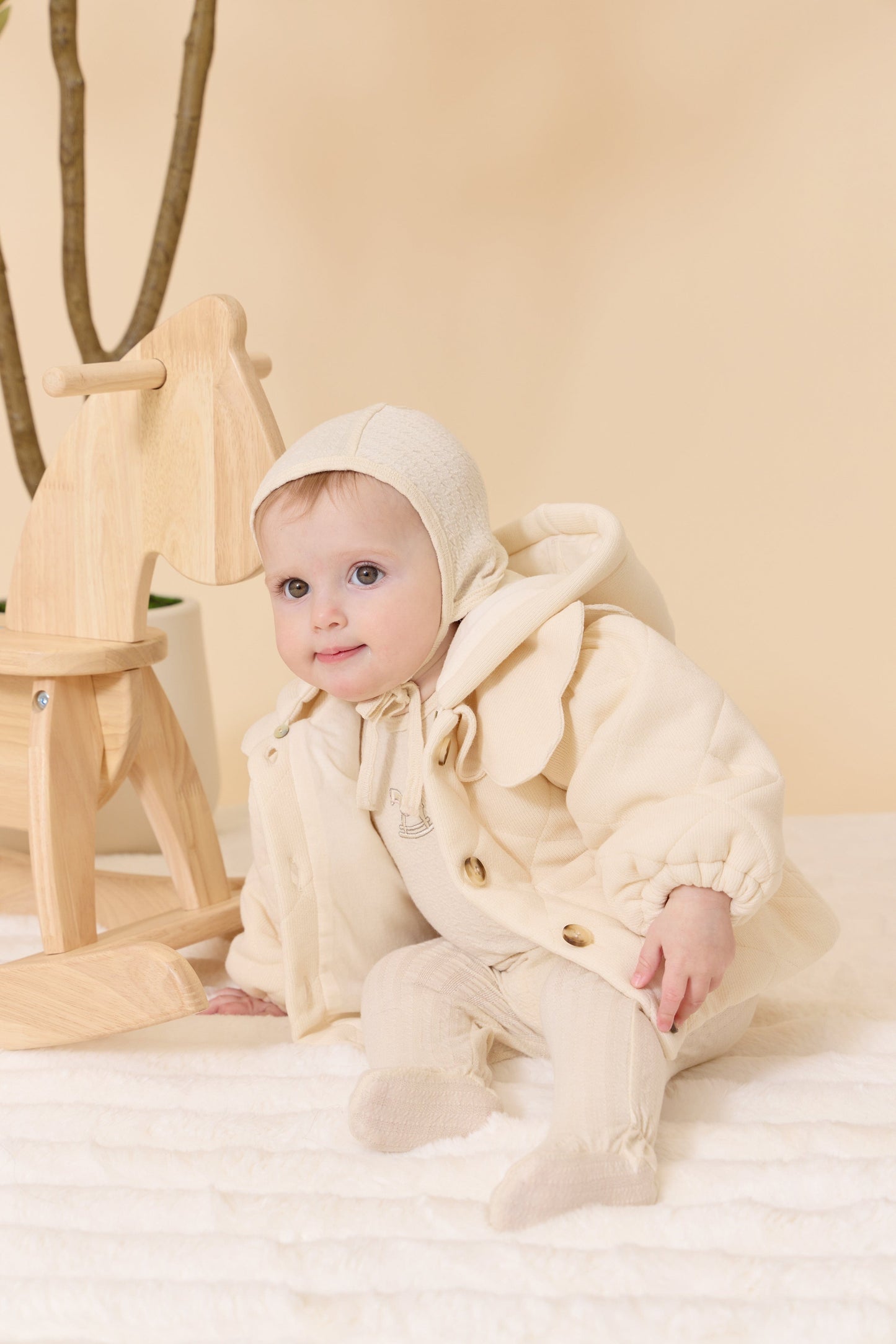 
                  
                    Scallop Quilted Jacket + Hat - Natural
                  
                