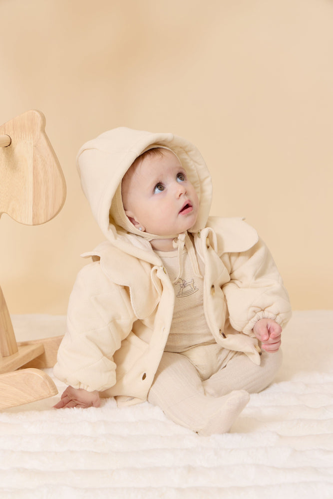 
                  
                    Scallop Quilted Jacket + Hat - Natural
                  
                