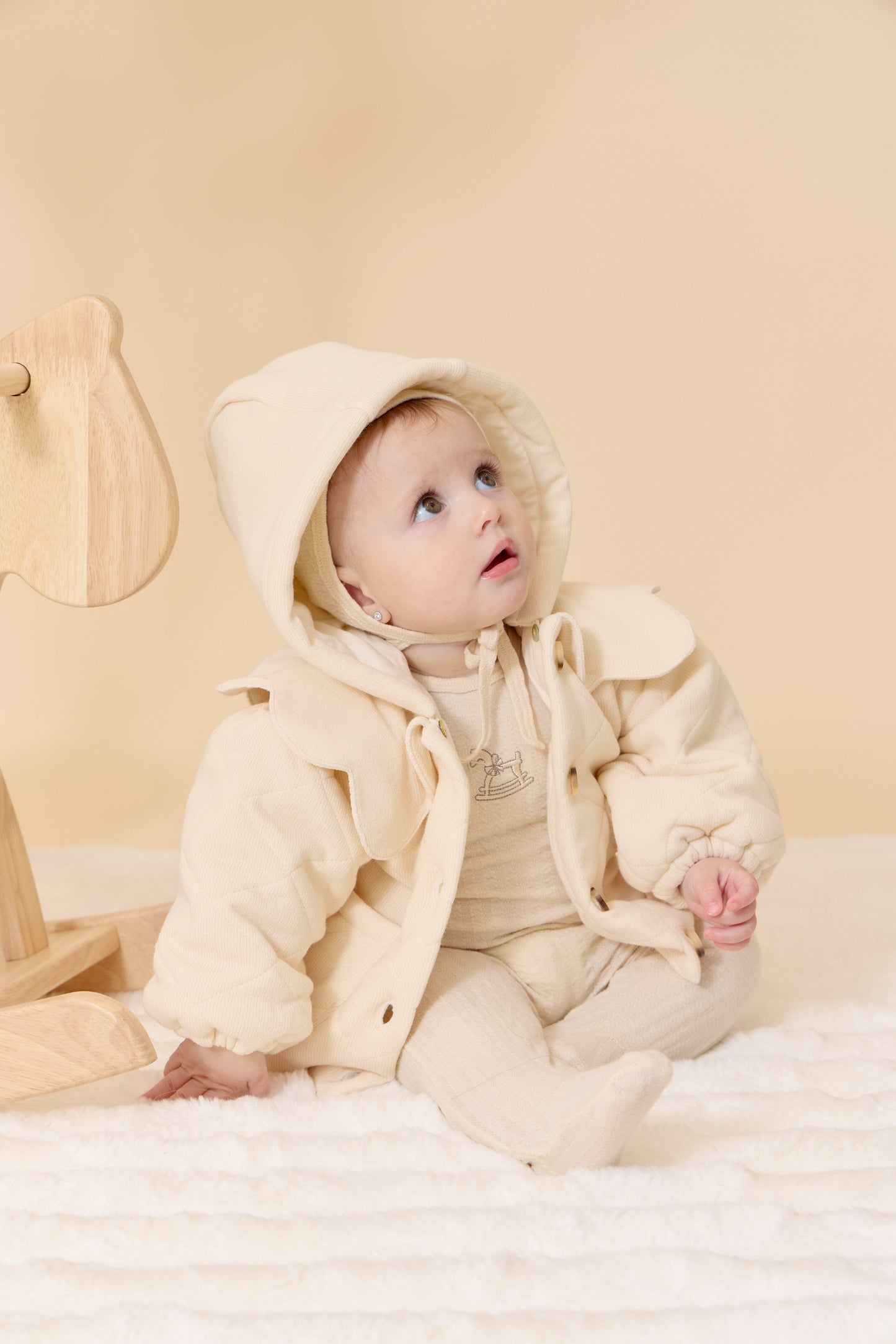 
                  
                    Scallop Quilted Jacket + Hat - Natural
                  
                