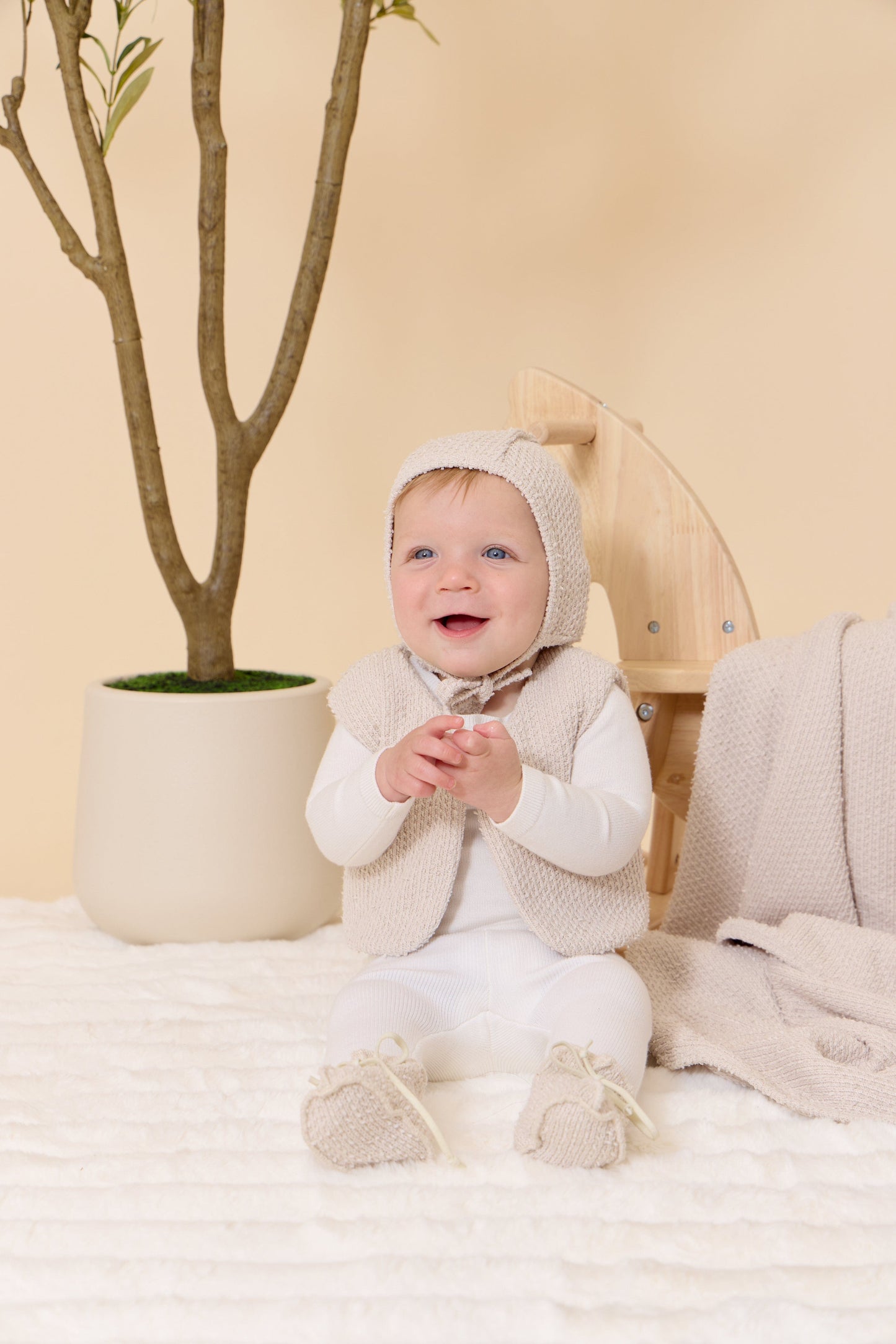 
                  
                    Textured Knit Booties - Natural
                  
                