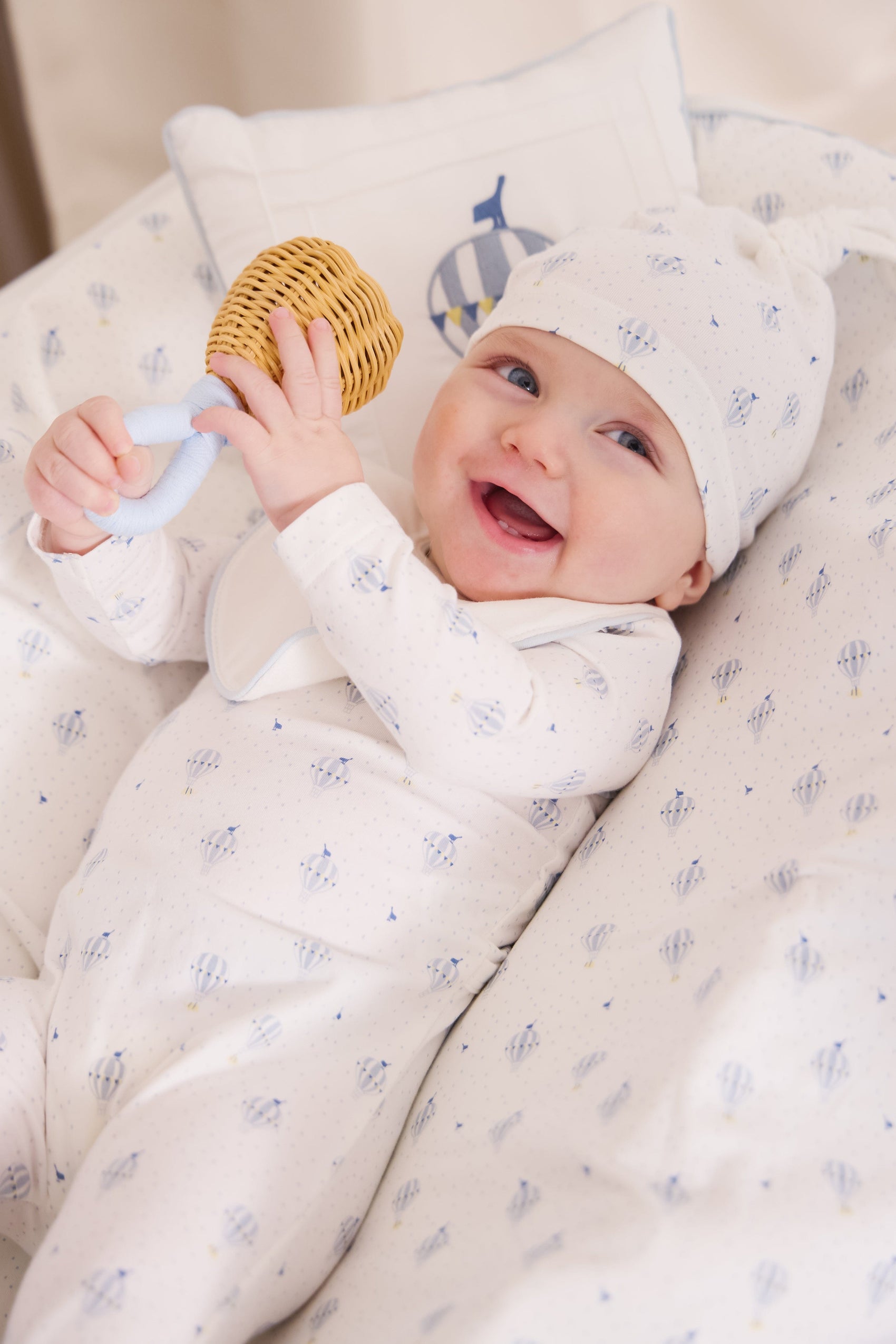 Up & Away Footie + Hat - Blue