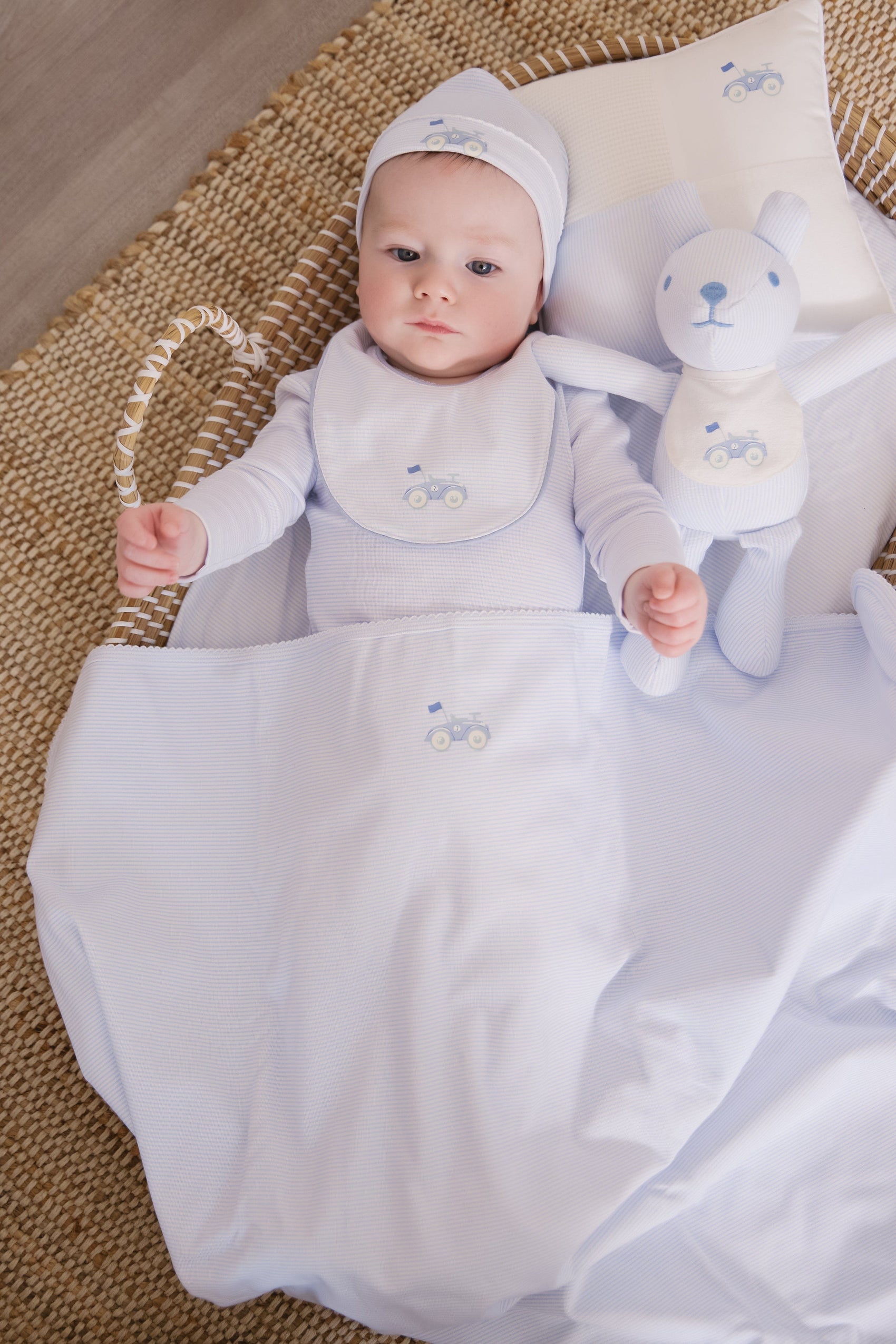 Carrera Pinstripe Footie 3PC Set - Blue