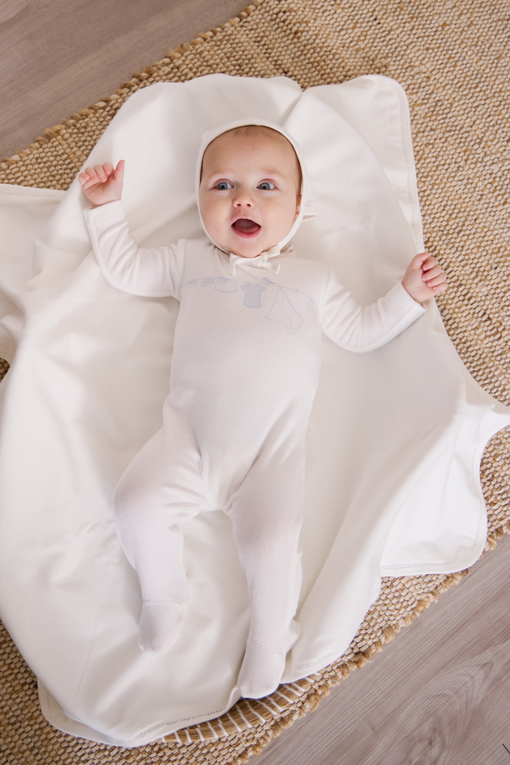 Spring Velour Footie 3PC Set - Blue