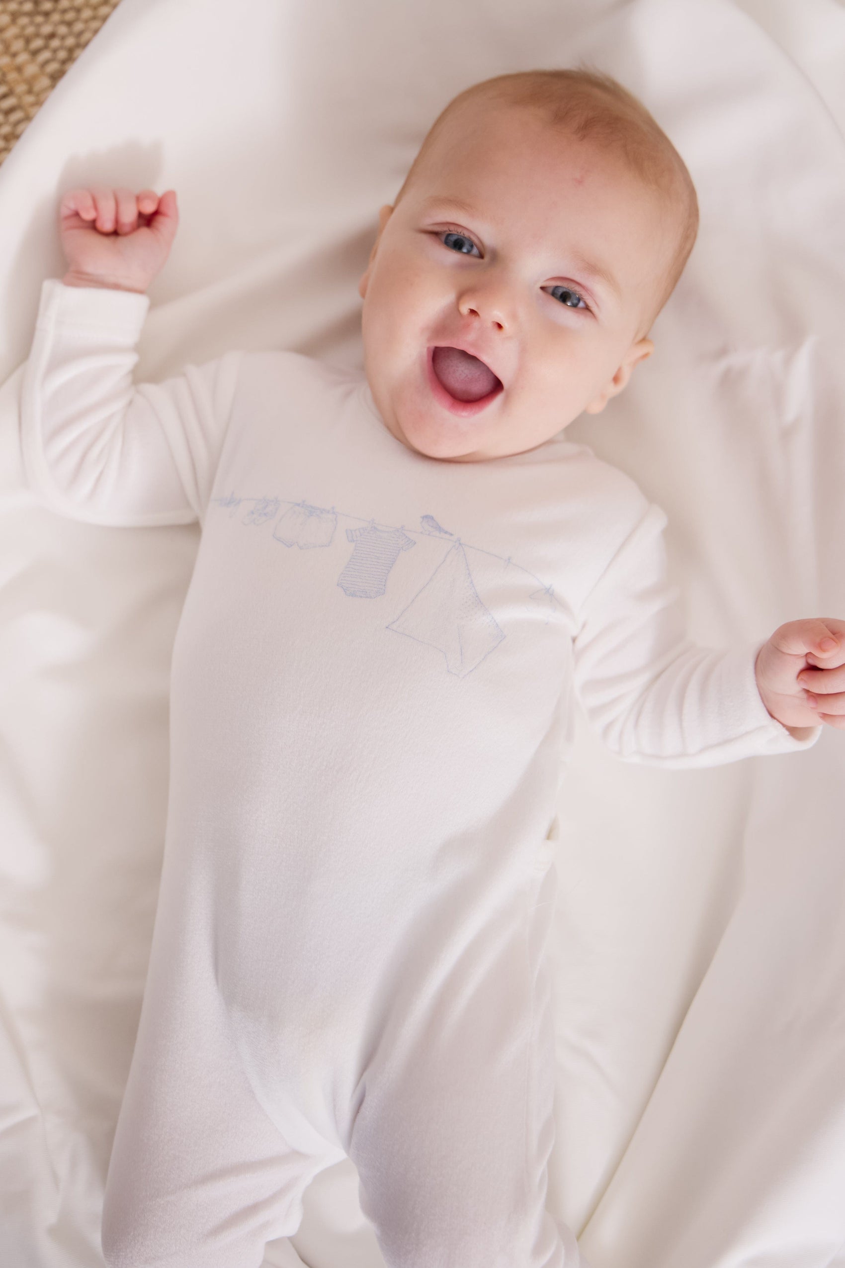 Spring Velour Footie - Blue